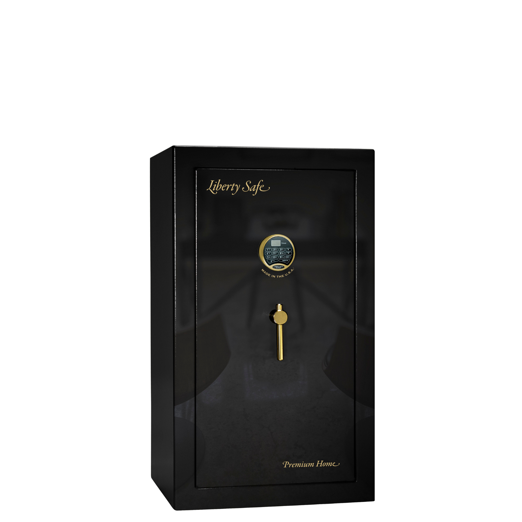 Premium Home Series | Level 7 Security | 2 Hour Fire Protection | 12 | Dimensions: 41.75"(H) x 24.5"(W) x 19"(D) | Black Gloss Brass - Closed Door