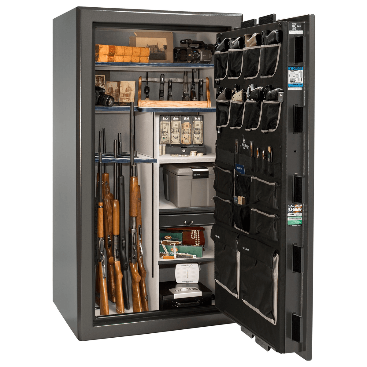 Presidential Series | Level 8 Security | 2.5 Hours Fire Protection | 40 | Dimensions: 66.5&quot;(H) x 36.25&quot;(W) x 32&quot;(D) | Gray Marble | Black Chrome Hardware | Mechanical Lock