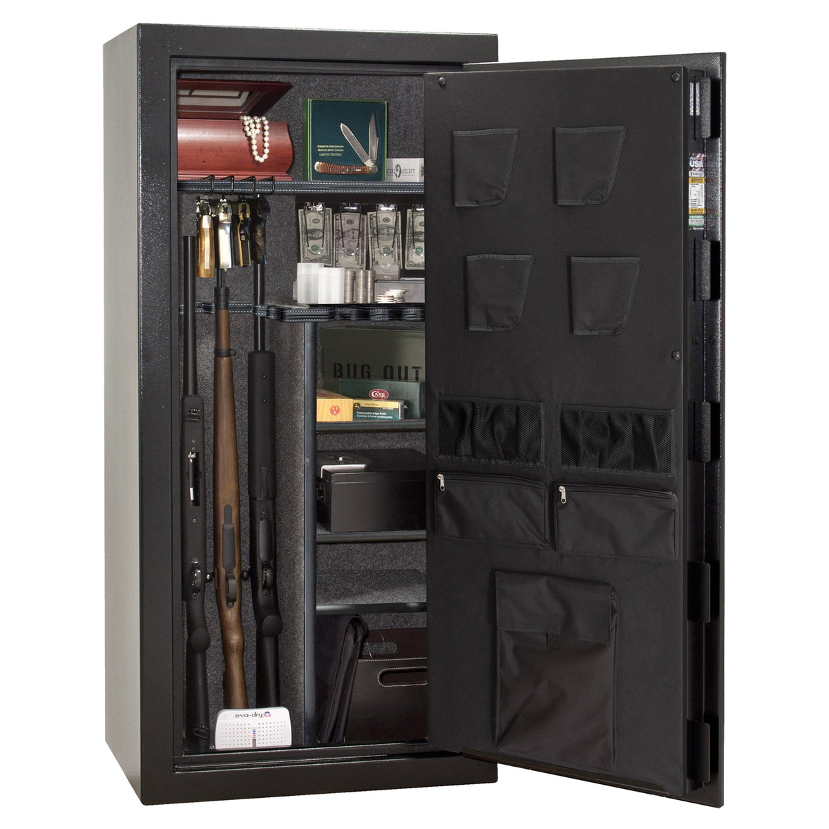 Centurion DLX 24 | Level 1 Security | 40 Minute Fire Protection | Dimensions: 59.5&quot; x 28.25&quot; x 20&quot; | Textured Black | Chrome | Elock - Drop Handle Promotion - Open Door