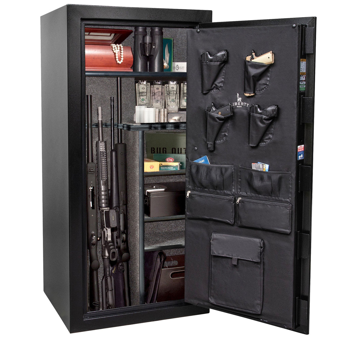 Centurion DLX 32 | Level 1 Security | 40 Minute Fire Protection | Dimensions: 59.5&quot; x 28.25&quot; x 24.5&quot; | Textured Black | Chrome | Elock - Drop Handle Promotion - Open Door 