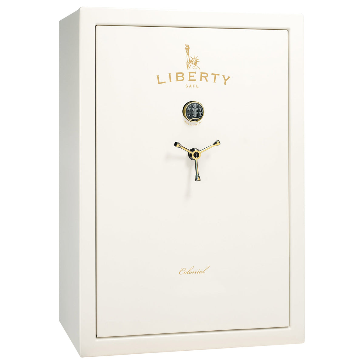 Colonial Series | Level 4 Security | 75 Minute Fire Protection | 35 | DIMENSIONS: 60.5&quot;(H) X 42”(W) X 22&quot;(D*) | White Gloss Brass | Electronic Lock - closed