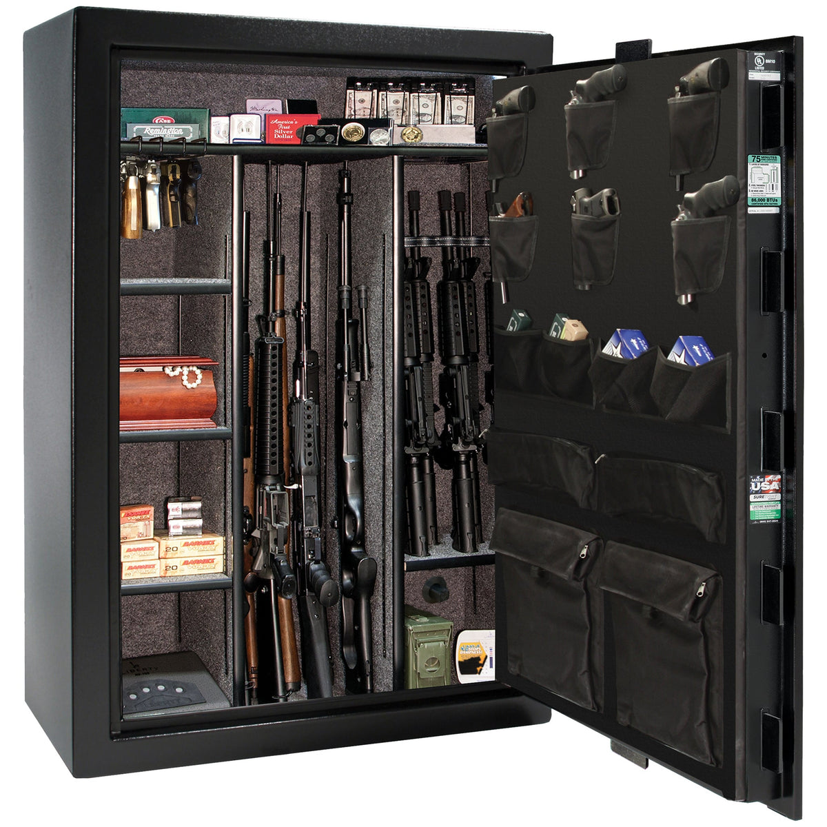 Colonial Series | Level 4 Security | 75 Minute Fire Protection | 35 | DIMENSIONS: 60.5&quot;(H) X 42”(W) X 22&quot;(D*) | Black Textured | Electronic Lock - open