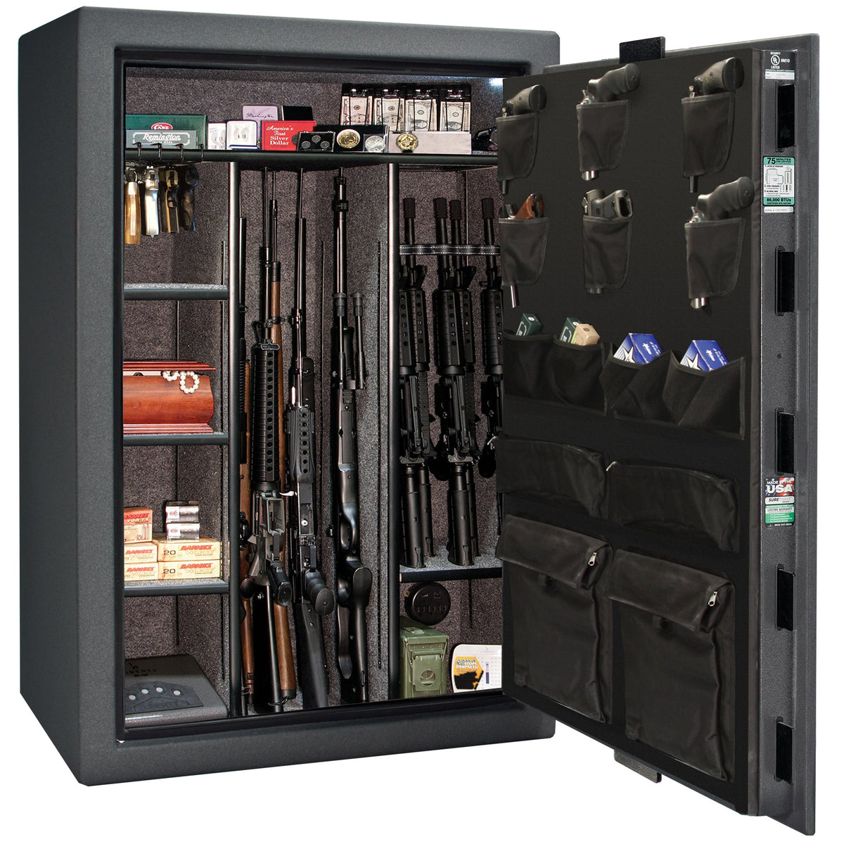 Colonial Series | Level 4 Security | 75 Minute Fire Protection | 35 | DIMENSIONS: 60.5&quot;(H) X 42”(W) X 22&quot;(D*) | Granite Textured | Electronic Lock - open