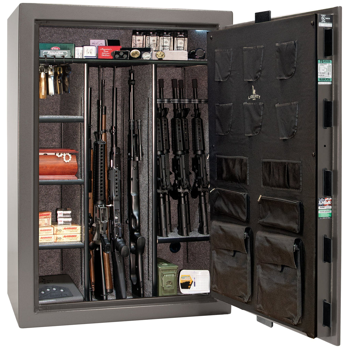 Colonial Series | Level 4 Security | 75 Minute Fire Protection | 35 | DIMENSIONS: 60.5&quot;(H) X 42”(W) X 22&quot;(D*) | Gray Gloss | Mechanical Lock - open