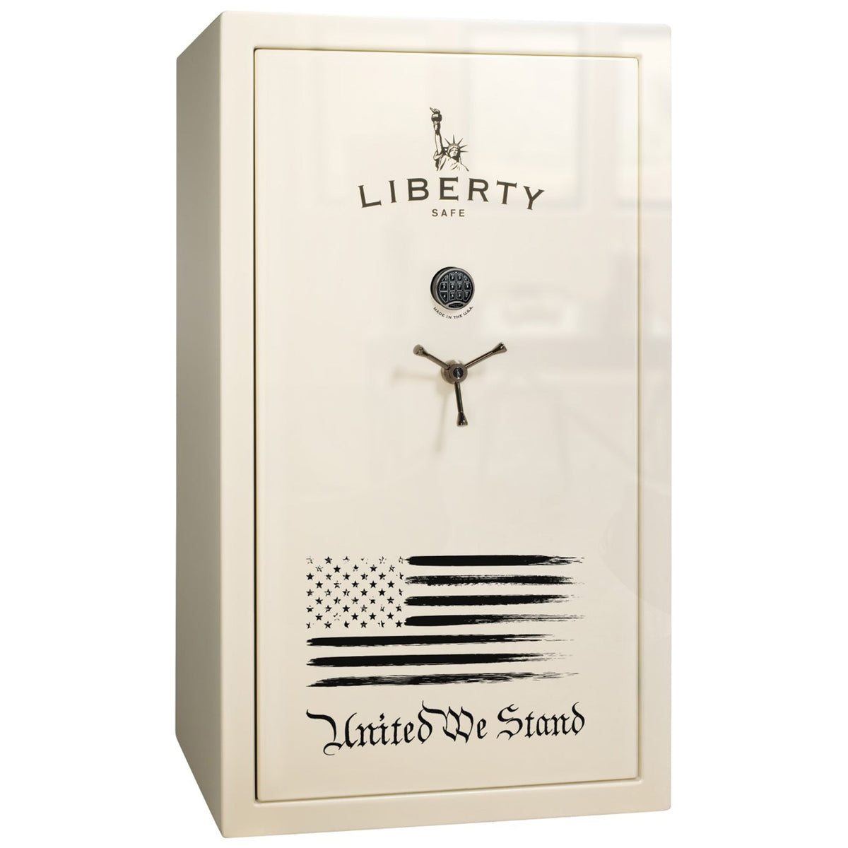 Colonial 50 | Level 4 Security | 75 Minute Fire Protection | White Gloss Black Chrome Electronic Lock Flag Design| Dimensions: 72.5&quot; H x 42&quot; W x 27.5&quot; D - Closed Door