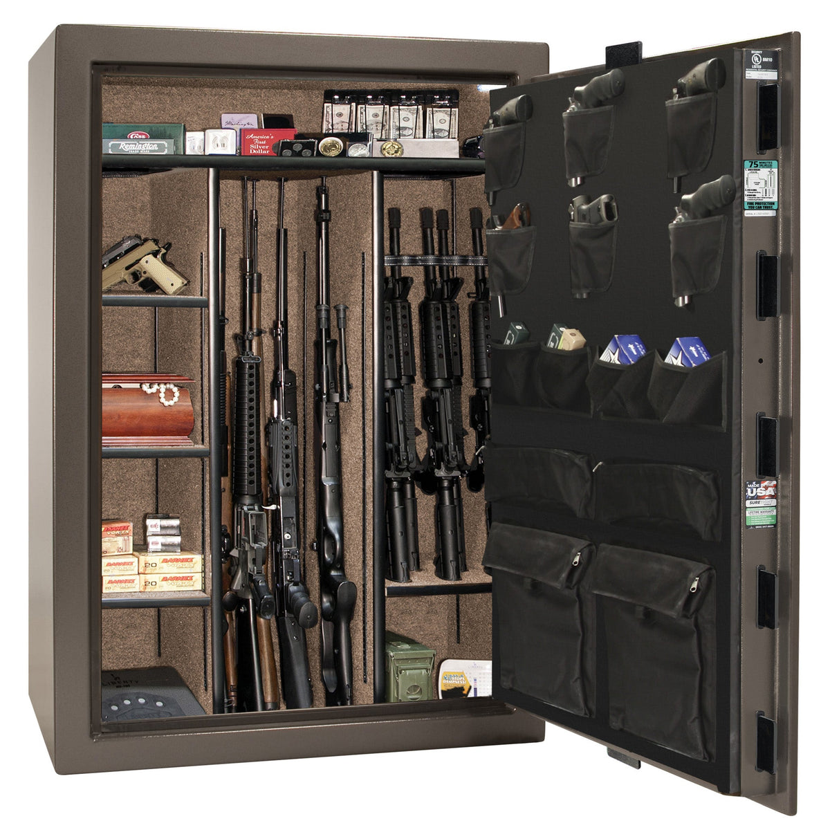 Fatboy Jr. Series | 48XT | Level 4 Security | 75 Minute Fire Protection | Dimensions: 60.5&quot;(H) x 42&quot;(W) x 22&quot;(D) | Up to 48 Long Guns | Bronze Textured | Electronic Lock